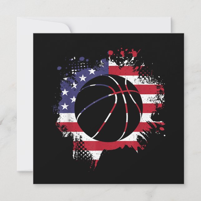 Invitation Joueur de basketball avec drapeau américain  (Devant)