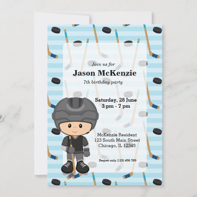 Invitation Joueur de hockey (Devant)