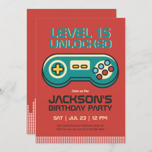 Invitation Joueur de jeu vidéo Retro Joueur Garçon Anniversai