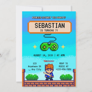 Invitation Joueur de jeux d'arcade rétro Cool jeu vidéo Anniv