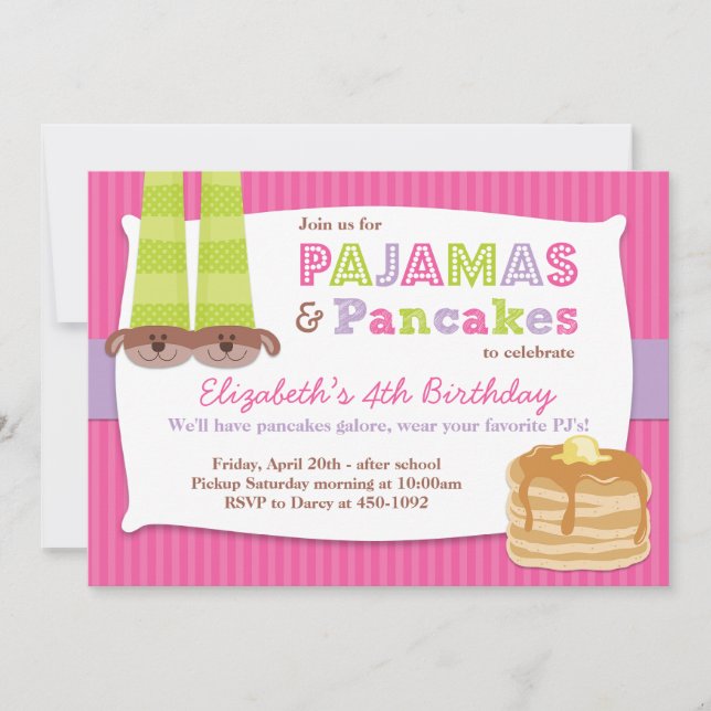 Invitation Joueur de pyjamas et de crêpes (Devant)