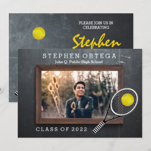 Invitation Joueur de tennis Chalkboard Photo Graduation