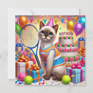Invitation Joueur de tennis de chat Anniversaire Fête Invitat