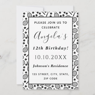 Invitation Joueur de tennis's Anniversaire Raquettes & Balls 