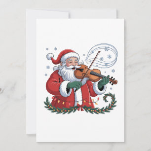 Invitation Joueur de violon Santa violoniste Musique de Noël 