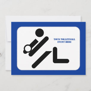 Invitation Joueur de volley-ball noir, blanc, bleu icon custo