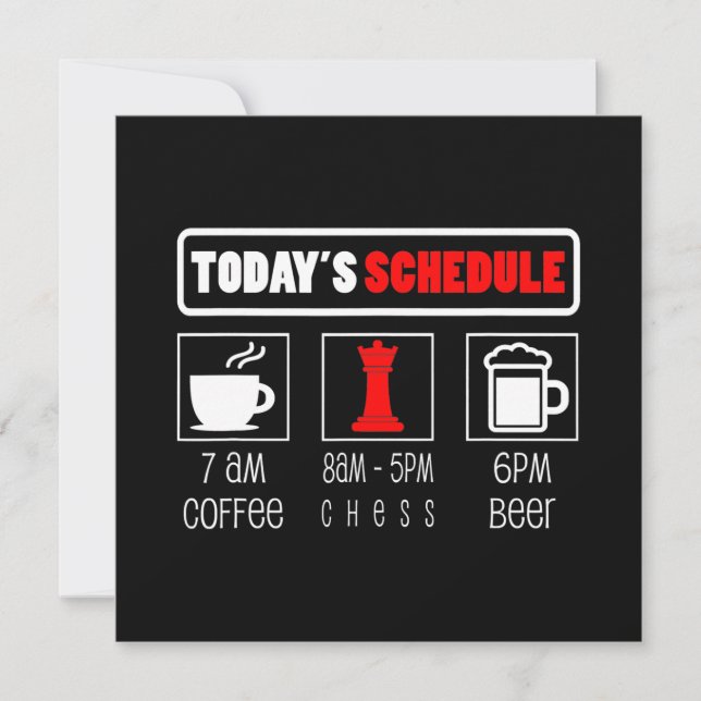 Invitation Joueur d'échecs | Horaire des jours de café échecs (Devant)