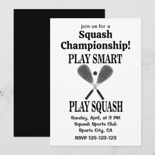 Invitation Joueur d'équipe de squash sportif Jouez au squash