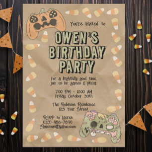 Invitation Joueur d'Halloween pour enfants fête d'anniversair