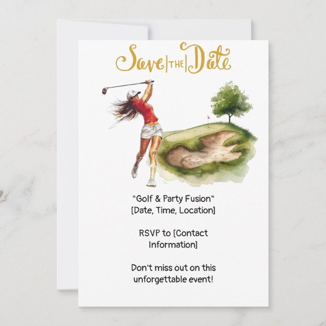 Invitation Joueuse de golf est en train de jouer sur le green (Devant)