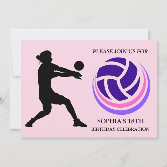 Invitation Joueuse de volley-ball fête d'anniversaire (Devant)