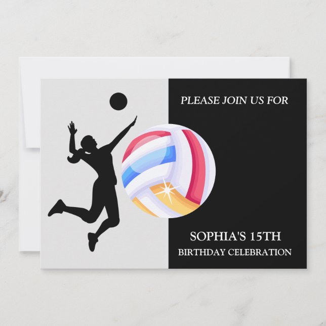 Invitation Joueuse de volley-ball fête d'anniversaire (Devant)
