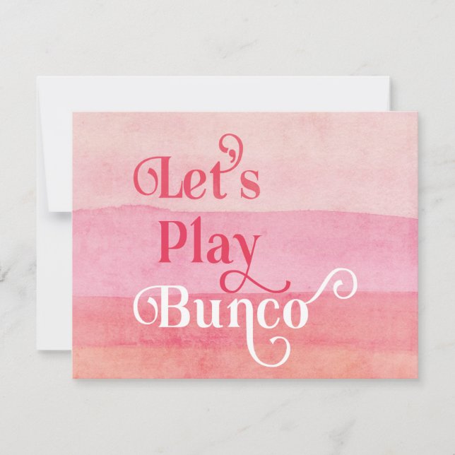 Invitation Jouons au Bunco Rose Moderne (Devant)