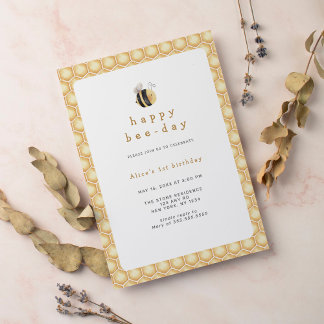 Invitation Jour d'abeille moderne mignon