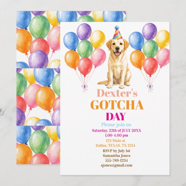 Invitation Jour d'adoption Fête d'adoption Labrador Chien Ani (Devant / Derrière)