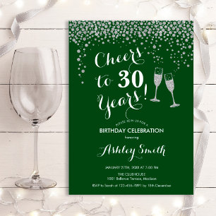 Invitation Jour D'Anniversaire À 30 Ans - Forest Green Silver