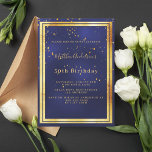 Invitation Jour d'anniversaire bleu marine confetti or<br><div class="desc">Une carte d'invitation branchée et moderne de 50e anniversaire (ou de n'importe quel âge) pour hommes, hommes, hommes. Un arrière - plan bleu marine. La couleur bleue est inégale. Avec un cadre en faux or et des confettis dorés saupoudrés, des lettres de couleur dorée. Personnalisez et ajoutez votre nom et...</div>