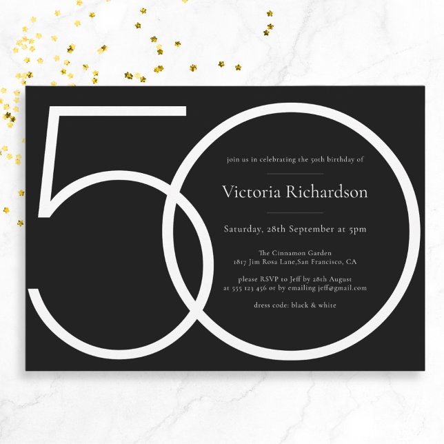 Invitation Jour d'anniversaire de 50e anniversaire moderne, n (Mockup view)
