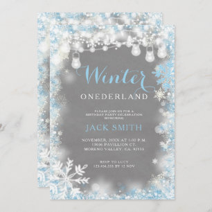 Invitation Jour d'anniversaire de Boy Snowflakes Winter Onede