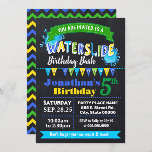 Invitation Jour d'anniversaire de Chalkboard Watertobboard