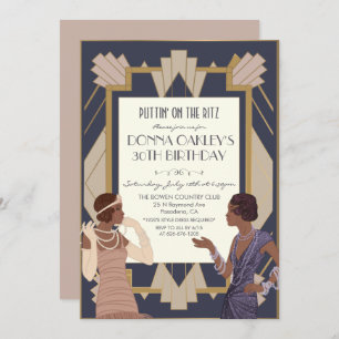 Invitation Jour d'anniversaire de la Gatsby Art Déco afro-amé