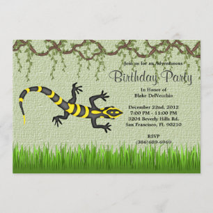 Invitation Jour d'anniversaire de la Jungle de Lizard noir su