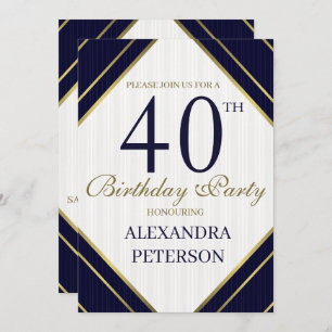 Invitation Jour d'anniversaire de la Royal Blue White and Gol