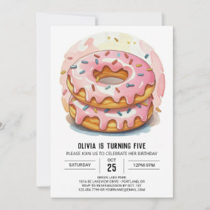 Invitation Jour d'anniversaire de la Simple Donuts Moderne