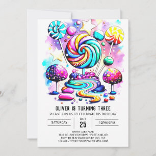 Invitation Jour d'anniversaire de la sucrerie personnalisée