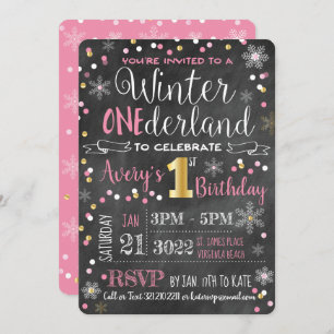 Invitation Jour d'anniversaire de l'hiver de Chalkboard