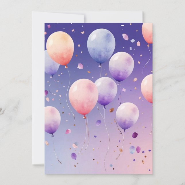 Invitation Jour d'anniversaire de Watercolor (Devant)