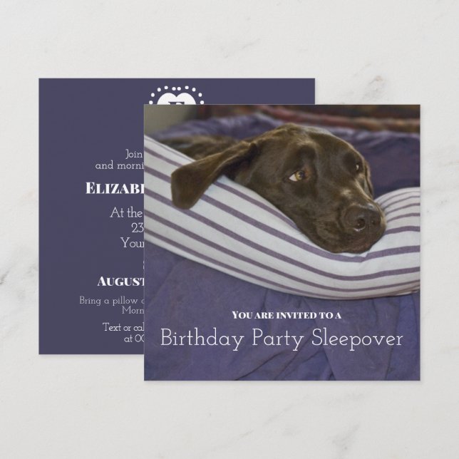 Invitation Jour d'anniversaire des enfants Sleepy Dog Sleepy  (Devant / Derrière)