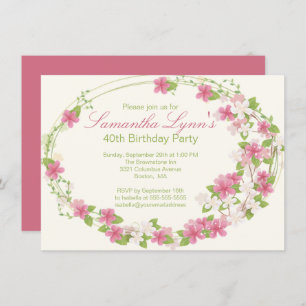 Invitation Jour d'anniversaire des fleurs de jolies aquarelle