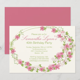 Invitation Jour d'anniversaire des fleurs de jolies aquarelle