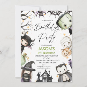 Invitation Jour d'anniversaire des garçons d'Halloween vert m