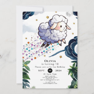Invitation Jour d'anniversaire des moutons de la ferme Whimsi