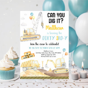 Invitation Jour d'anniversaire du camion de construction sale
