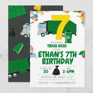 Invitation Jour d'anniversaire du camion-poubelle, 7e anniver