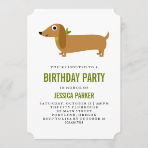 Invitation Jour d'anniversaire du chien chiot mignonne Dachsh