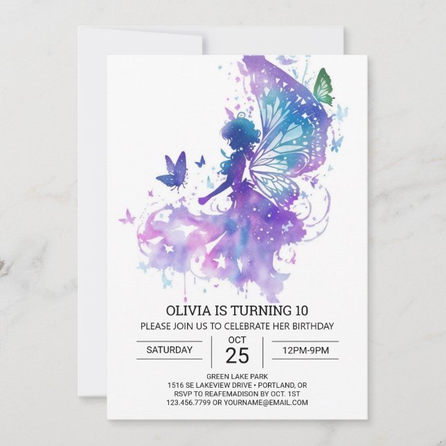 Invitation Jour d'anniversaire du Fairycore moderne (Devant)