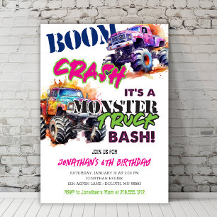 Invitation Jour d'anniversaire du Monster Truck Colors