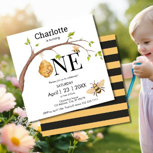 Invitation Jour d'anniversaire d'une abeille jaune noire