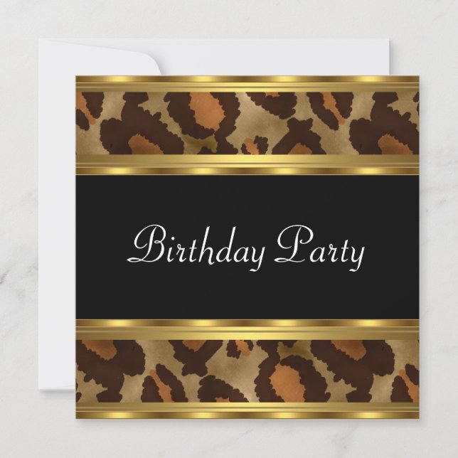 Invitation Jour d'anniversaire Gold Leopard (Devant)