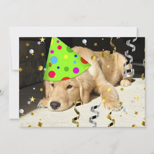 Invitation Jour d'anniversaire Golden Retriever (Devant)