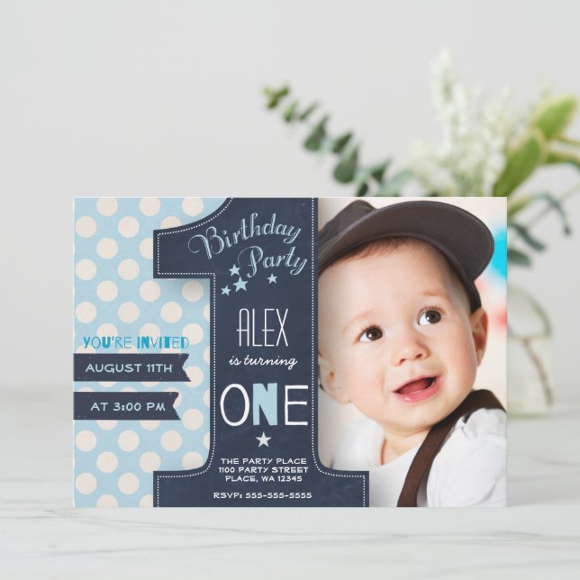 Invitation Jour d'anniversaire, tableau de bord Un premier (Debout devant)