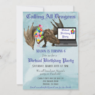 Invitation Jour d'anniversaire virtuel Dragon Wyvern
