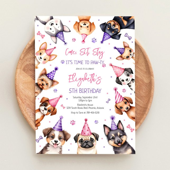 Invitation Jour de fête pour chien Temps de fête pour chiot F (Créateur téléchargé)