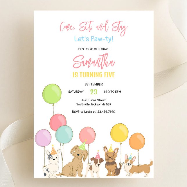 Invitation Jour de fête pour chien Temps de fête pour chiot F (Créateur téléchargé)