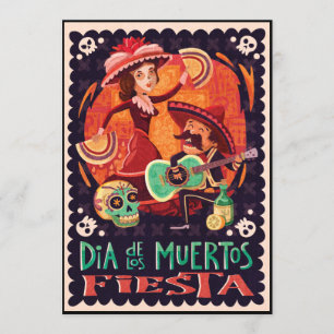 Invitation Jour de la célébration morte de fiesta de famille
