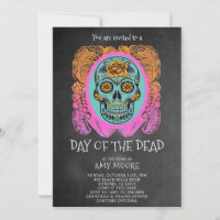 Jour De La Dead Sugar Skull Chalkboard Party Invi
